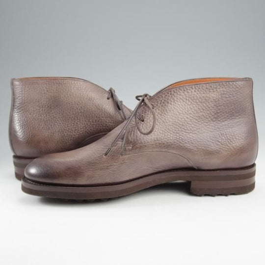 未使用★(伊)サントーニ SIZE 8【貴重★グッドイヤー・ボローニャ製法/チャッカブーツ】11764/グレインレザー/灰茶/メンズ/Santoni★k234