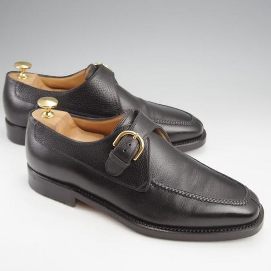 美品★(伊)タニノクリスチー SIZE 6【貴重★ブラックラピド製法/CORDEO/モンクストラップ】コルデオ/シボ革/黒/TANINO CRISCI★k237