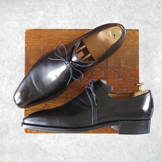 極上★(仏)Corthay/コルテ SIZE 7.5【定価20万円程度★Arca/アルカ/プレーントゥ】Vフロント/カーフ/黒/メンズ★k239