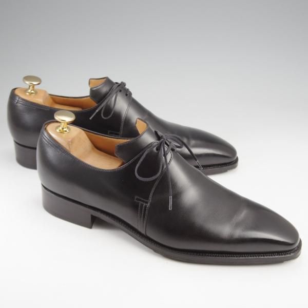 極上★(仏)Corthay/コルテ SIZE 7.5【定価20万円程度★Arca/アルカ/プレーントゥ】Vフロント/カーフ/黒/メンズ★k239