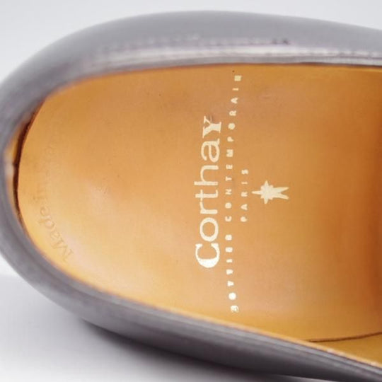 極上★(仏)Corthay/コルテ SIZE 7.5【定価20万円程度★Arca/アルカ/プレーントゥ】Vフロント/カーフ/黒/メンズ★k239