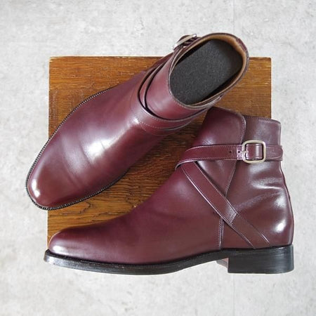 極上★(伊)F.LLIジャコメッティ SIZE 39【定価￥151,800-★ジョッパーブーツ/FG337】(仏)デュプイ社のカーフ/赤茶/Giacometti★k244