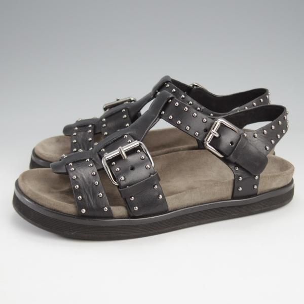 極上★チャーチ(レディース) SIZE 37【★BRITNEY MET/レザーサンダル/スタッズ】カーフ/黒/Church's★k245