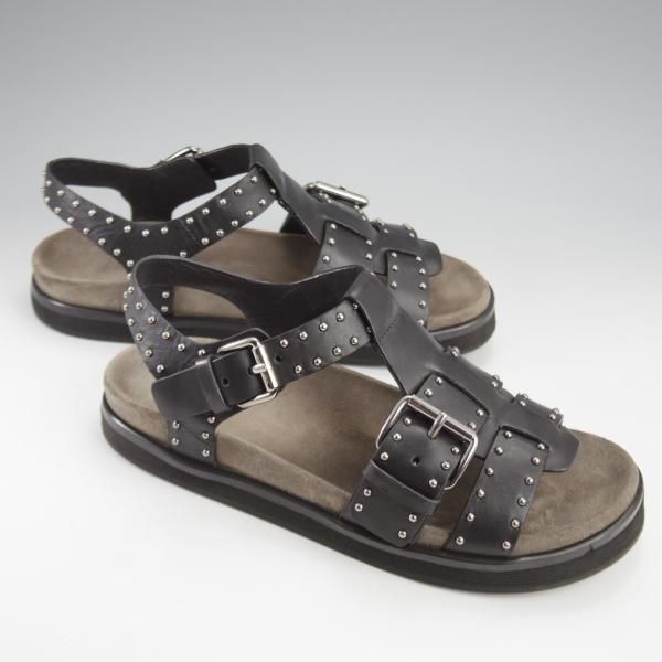 極上★チャーチ(レディース) SIZE 37【★BRITNEY MET/レザーサンダル/スタッズ】カーフ/黒/Church's★k245