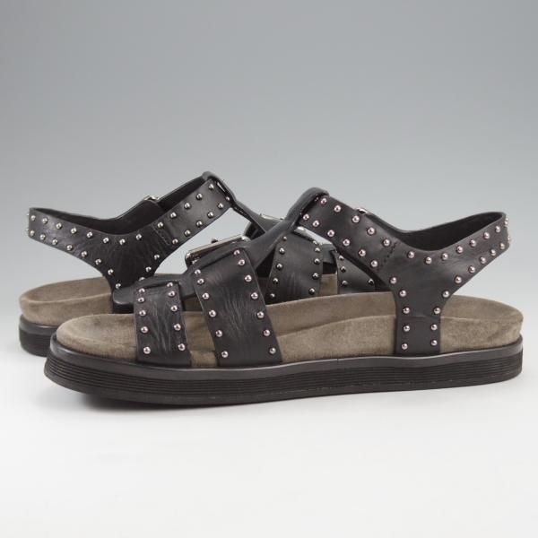 極上★チャーチ(レディース) SIZE 37【★BRITNEY MET/レザーサンダル/スタッズ】カーフ/黒/Church's★k245