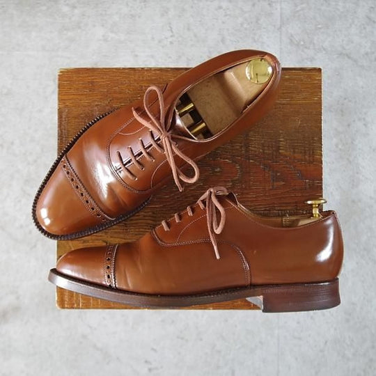 極上★チャーチ 60F/UK6【貴重★旧チャーチのブックバインダーカーフ仕様/Barcroft】84ラスト/パンチドキャップトゥ/茶/Church's★k247