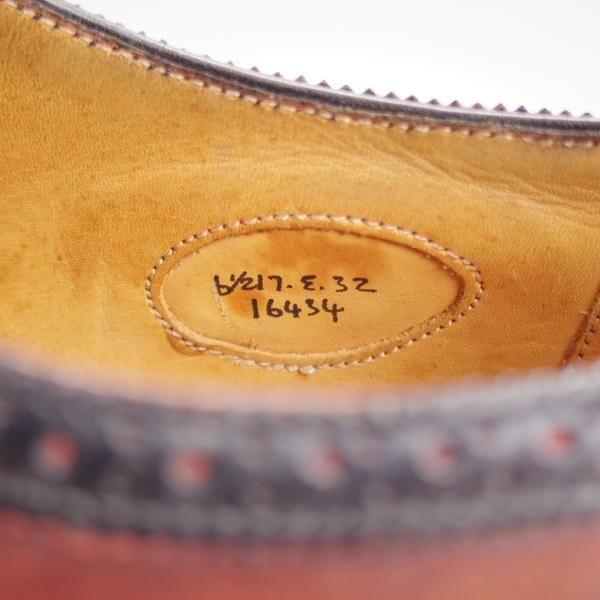 ★エドワードグリーン 6.5E【現行定価￥189,200-★MALVERN/マルバーン/32ラスト/旧ロゴ】フルブローグ/カーフ/黒×赤茶/EDWARD GREEN★k252