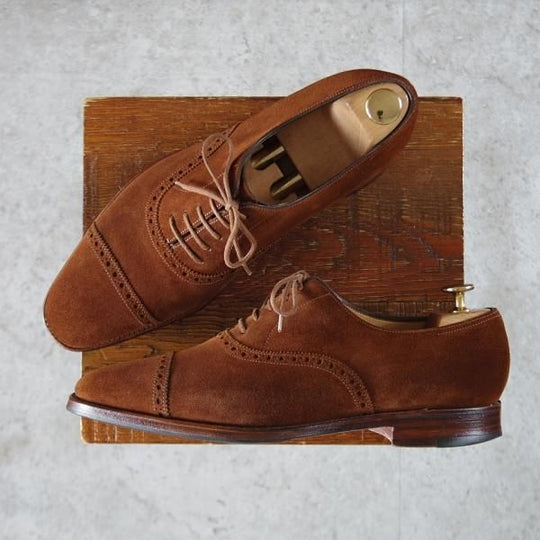 極上★ジョンロブ 6.5E【★クォーターブローグ/AVON/8000ラスト】エイボン/スエード/茶/メンズ/JOHN LOBB★k254