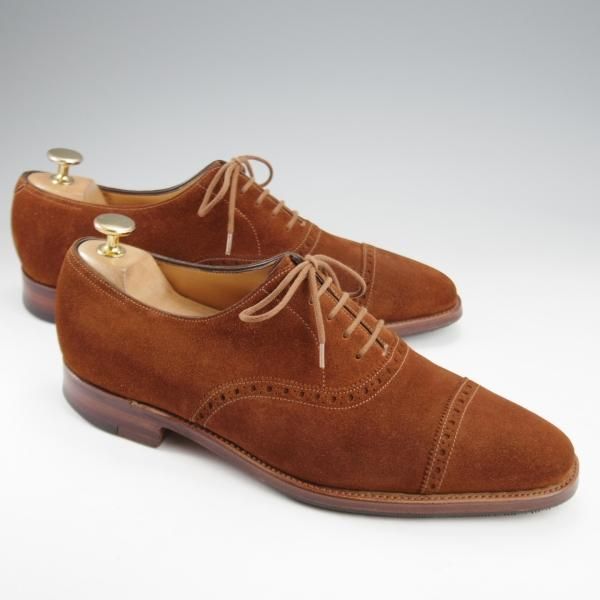 極上★ジョンロブ 6.5E【★クォーターブローグ/AVON/8000ラスト】エイボン/スエード/茶/メンズ/JOHN LOBB★k254