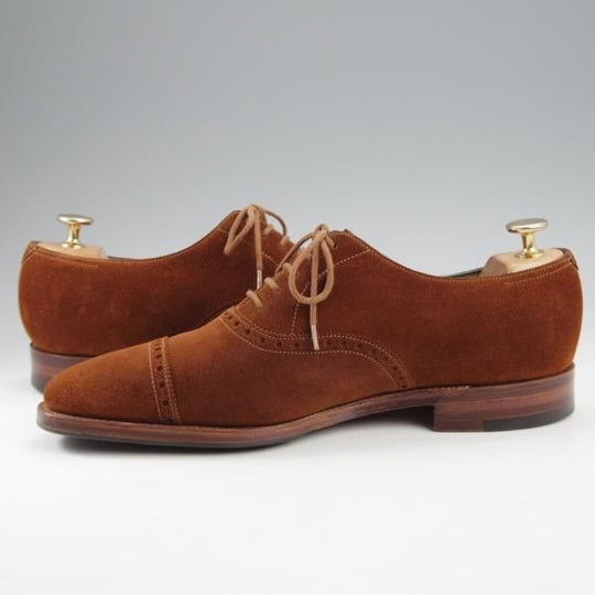 極上★ジョンロブ 6.5E【★クォーターブローグ/AVON/8000ラスト】エイボン/スエード/茶/メンズ/JOHN LOBB★k254