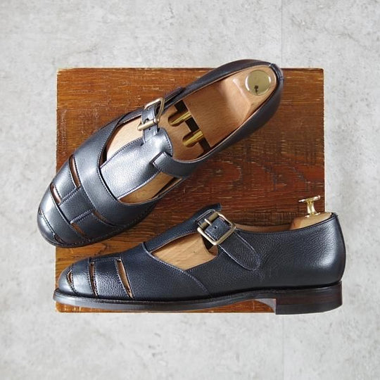 極美品★クロケット&ジョーンズ 6E【定価￥99,000-★グルカサンダル/FIHSERMAN】フィッシャーマン/紺/メンズ/Crockett&Jones★k276