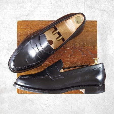 極美品★(英)チーニー 7.5F【定価￥74,800-★CANNON/キャノン/277ラスト】コインローファー/カーフ/黒/メンズ/CHEANEY★k277