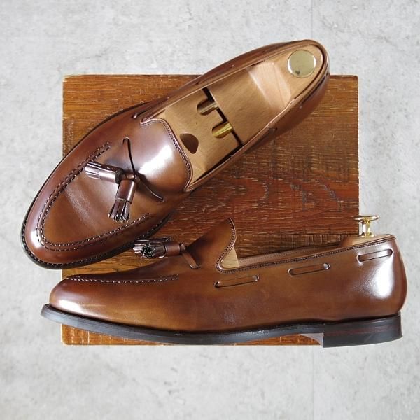 極美品★クロケット&ジョーンズ 9.5E【定価￥99,000-★CAVENDISH 3/キャベンディッシュ】タッセルローファー/濃茶/Crockett&Jones★k283