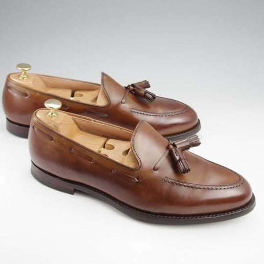 極美品★クロケット&ジョーンズ 9.5E【定価￥99,000-★CAVENDISH 3/キャベンディッシュ】タッセルローファー/濃茶/Crockett&Jones★k283