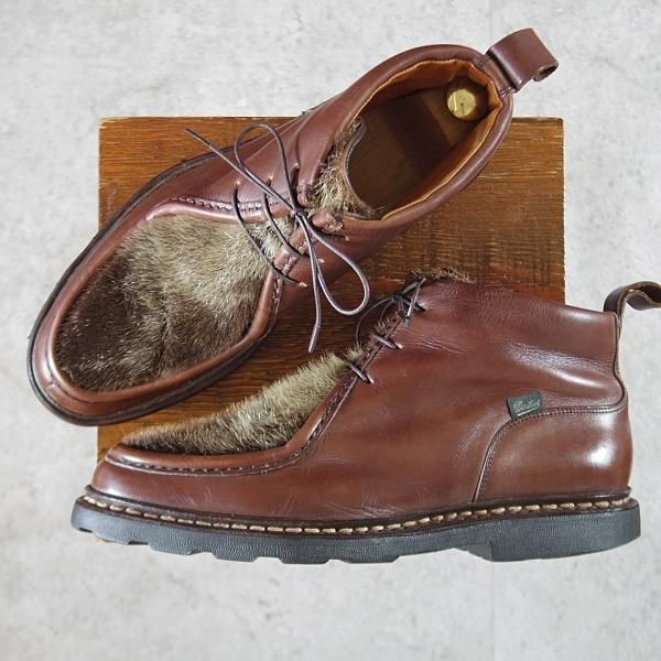 極上★パラブーツ SIZE 8.5【貴重★フォック仕様(アザラシの毛皮)/MUCY】ミューシー/チロリアンブーツ/濃茶/メンズ/Paraboot★k289