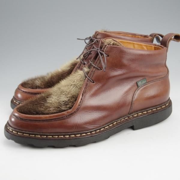 極上★パラブーツ SIZE 8.5【貴重★フォック仕様(アザラシの毛皮)/MUCY】ミューシー/チロリアンブーツ/濃茶/メンズ/Paraboot★k289