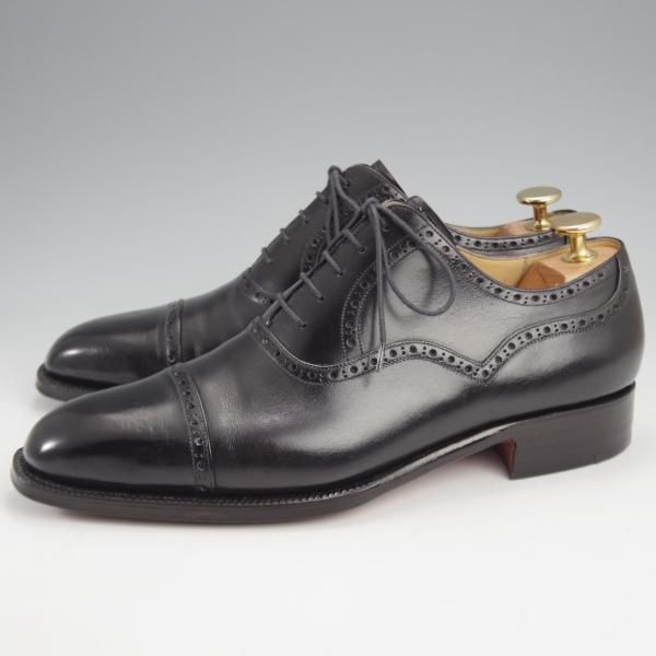 美品★(東欧)VASS/ヴァーシュ SIZE 38.5【純正シューツリー付き★OLD ENGLISH 2/Uラスト】クォーターブローグ/カーフ/黒★k309