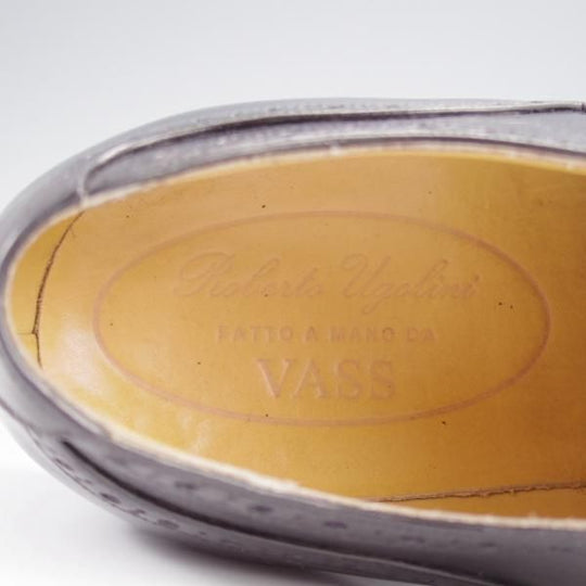 美品★(東欧)VASS/ヴァーシュ SIZE 38.5【純正シューツリー付き★OLD ENGLISH 2/Uラスト】クォーターブローグ/カーフ/黒★k309