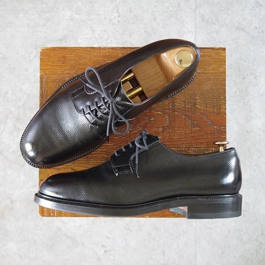 ★チャーチ 65F/UK6.5【貴重★224ラスト仕様/旧チャーチ/3都市ロゴ】プレーントゥ/グレインレザー/黒/Church's★k312