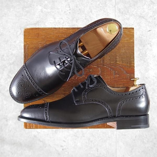 未使用★チャーチ 80G/UK8【貴重★100ラスト/CADWELL/セミブローグ】カーフ/黒/メンズ/Church'★k324