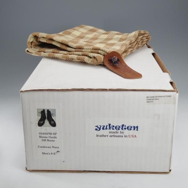 未使用★(米)YUKETEN/ユケテン 8E【貴重★コードバン/紺/Maine Guide DB Boots】レースアップブーツ/モカシン/メンズ★k330