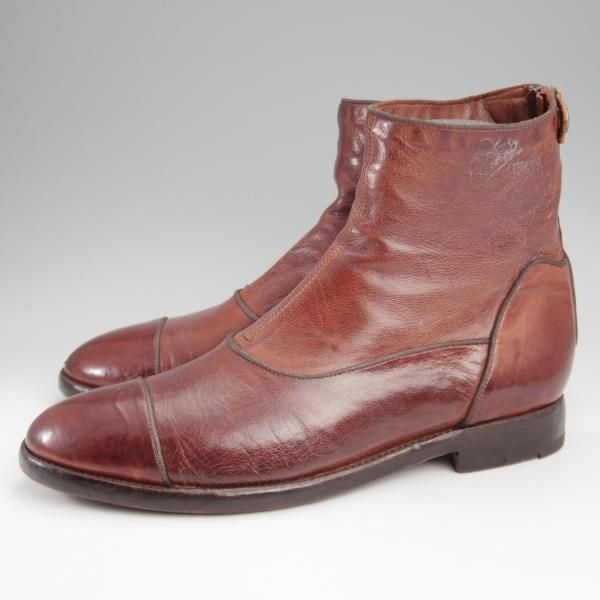★(伊)アルベルト・ファッシャーニ SIZE 40【★ジップブーツ/赤茶】カーフ/メンズ/ALBERTO FASCIANI★k333