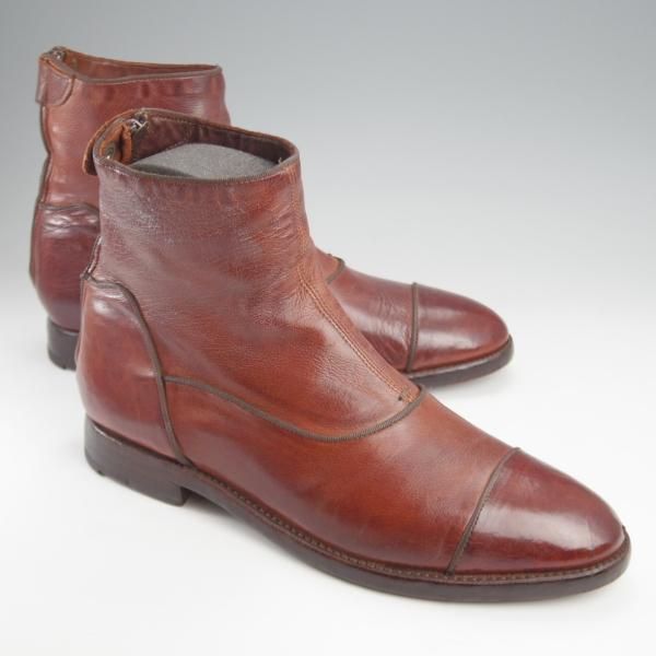 ★(伊)アルベルト・ファッシャーニ SIZE 40【★ジップブーツ/赤茶】カーフ/メンズ/ALBERTO FASCIANI★k333