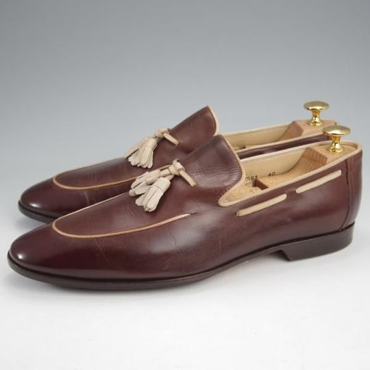 極上★(伊)アントニオ・マウリッツィ UK6.5程度【★トレーディングポスト別注/タッセルローファー】カーフ/濃茶/ANTONIO MAURIZI★k337