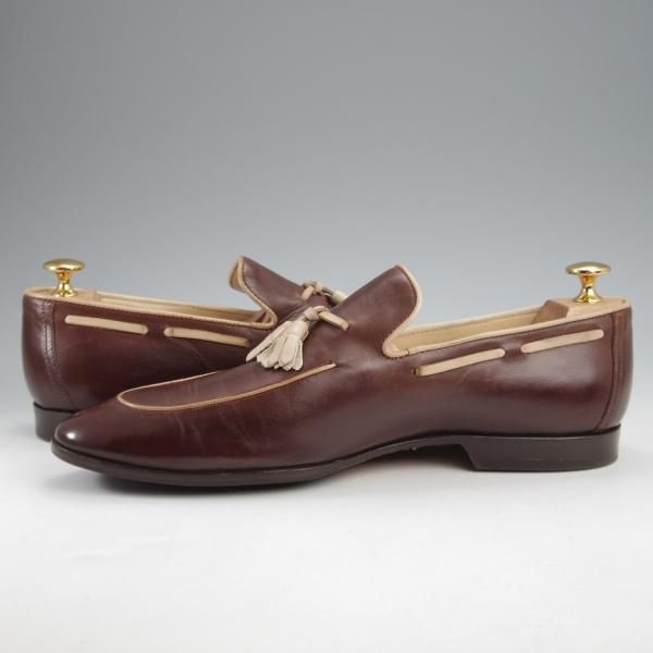 極上★(伊)アントニオ・マウリッツィ UK6.5程度【★トレーディングポスト別注/タッセルローファー】カーフ/濃茶/ANTONIO MAURIZI★k337