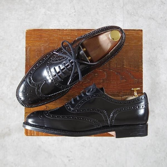 未使用★チャーチ 50F/UK5【貴重★73ラスト仕様のバーウッド/BRISBANE】ブリスベン/フルブローグ/黒/メンズ/Church'★k343