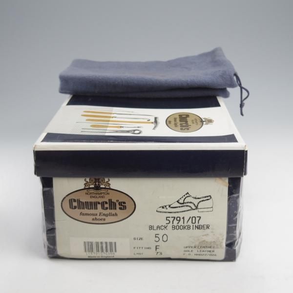 未使用★チャーチ 50F/UK5【旧チャーチ★73ラスト/ブックバインダーカーフ】3都市ロゴ/フルブローグ/黒/メンズ/Church'★k345