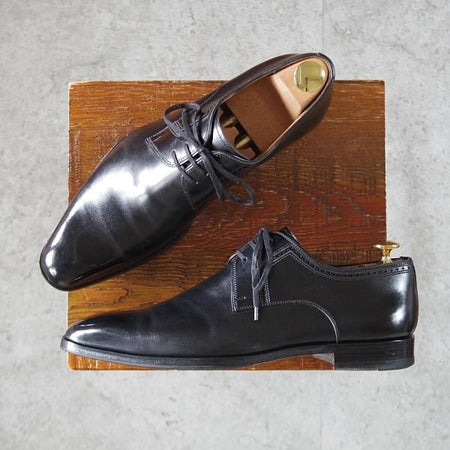 美品★(スペイン製)マグナーニ SIZE 38【★ボロネーゼ製法/プレーントゥ/黒】11821/カーフ/メンズ/MAGNANNI★k347