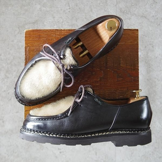 極上★パラブーツ SIZE 42【貴重★フォック仕様(アザラシの毛皮)/ミカエル/MICHAEL】チロリアンシューズ/黒/メンズ/Paraboot★k349