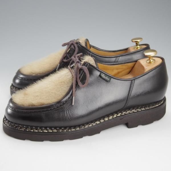 極上★パラブーツ SIZE 42【貴重★フォック仕様(アザラシの毛皮)/ミカエル/MICHAEL】チロリアンシューズ/黒/メンズ/Paraboot★k349