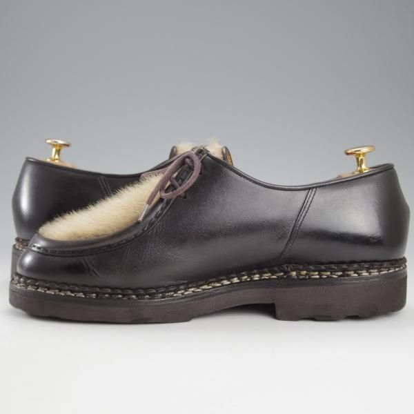 極上★パラブーツ SIZE 42【貴重★フォック仕様(アザラシの毛皮)/ミカエル/MICHAEL】チロリアンシューズ/黒/メンズ/Paraboot★k349