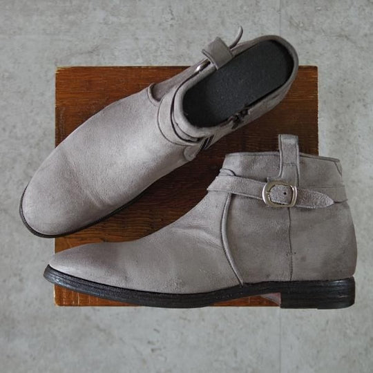 極上★(伊)Raparo/ラパーロ SIZE 7【★ジョッパーブーツ/サイドジップブーツ】スエード/灰/メンズ★k365