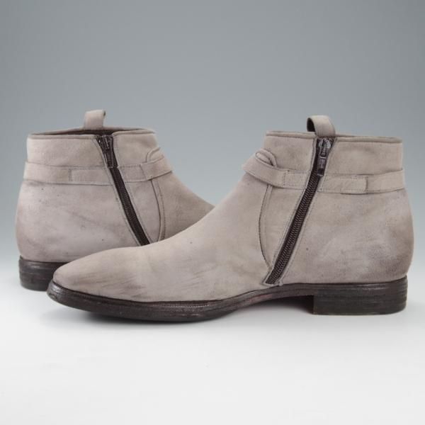 極上★(伊)Raparo/ラパーロ SIZE 7【★ジョッパーブーツ/サイドジップブーツ】スエード/灰/メンズ★k365