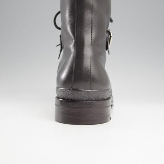 極美品★(伊製)HERMES/エルメス SIZE 40【貴重★チロリアンブーツ/ストラップ】カーフ/黒/メンズ★k370