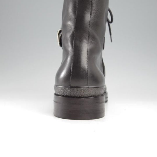 極美品★(伊製)HERMES/エルメス SIZE 40【貴重★チロリアンブーツ/ストラップ】カーフ/黒/メンズ★k370