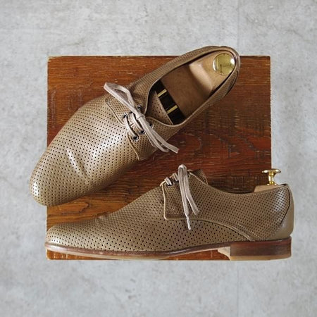 極上★(伊)セルジオロッシ UK6程度【★プレーントゥ/薄茶】ダービーシューズ/パンチングレザー/メンズ/sergio rossi★k371