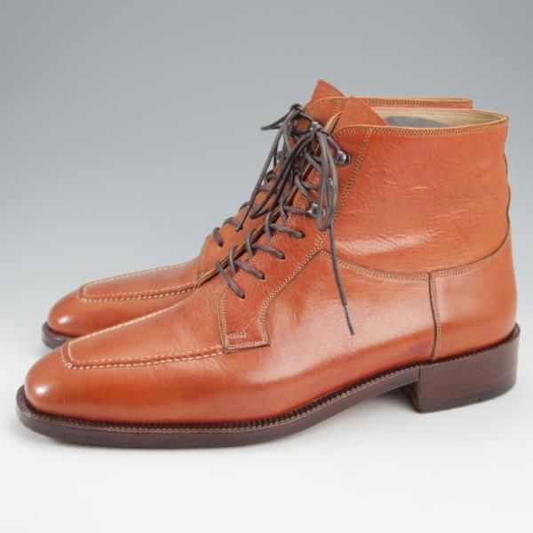 極上★(伊)マンニーナ UK6.5程度【貴重★オーダー品/レースアップブーツ】カーフ/茶/メンズ/MANNINA★k374