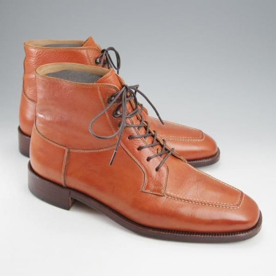 極上★(伊)マンニーナ UK6.5程度【貴重★オーダー品/レースアップブーツ】カーフ/茶/メンズ/MANNINA★k374