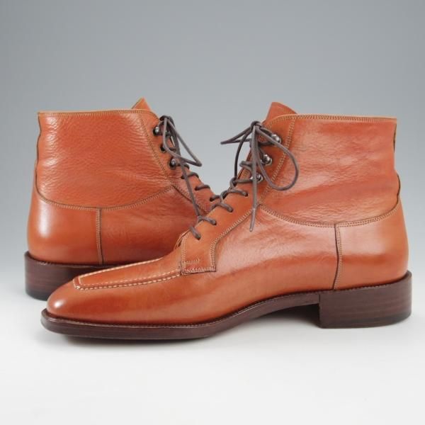極上★(伊)マンニーナ UK6.5程度【貴重★オーダー品/レースアップブーツ】カーフ/茶/メンズ/MANNINA★k374