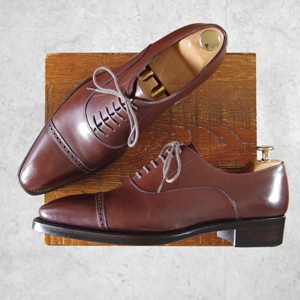 ★Perfetto/ペルフェット SIZE 7.5【グッドイヤーウェルテッド製法★パンチドキャップトゥ/PF1014HK】カーフ/濃茶/メンズ★k375