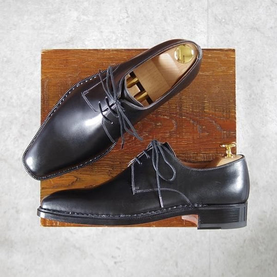 未使用★(伊)ボリーニ SIZE 38【貴重★グッドイヤーアルタッコ製法/プレーントゥ】ダービーシューズ/カーフ/黒/メンズ/Bolini★k380