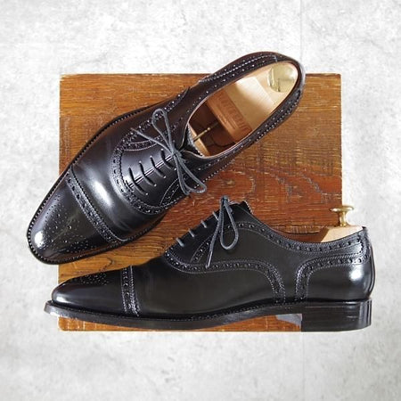 極美品★スコッチグレイン SIZE 25【2020年限定モデル★KUROBAKO2020/純正シューツリー付き/20201】セミブローグ/黒/SCOTCH GRAIN★k383