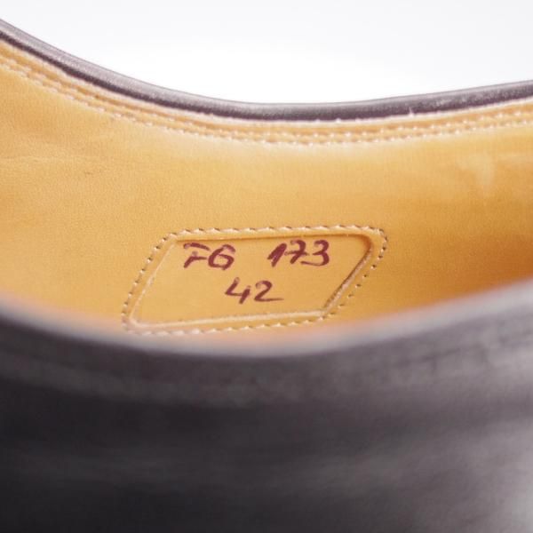 極上★(伊)F.LLIジャコメッティ SIZE 42【定価￥102,600-★FG173/プレーントゥ/シャークソール】MASSIMO/黒/メンズ/Giacometti★k384