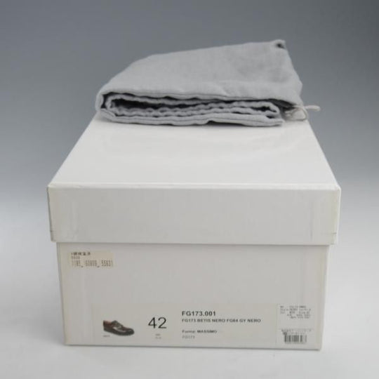 極上★(伊)F.LLIジャコメッティ SIZE 42【定価￥102,600-★FG173/プレーントゥ/シャークソール】MASSIMO/黒/メンズ/Giacometti★k384