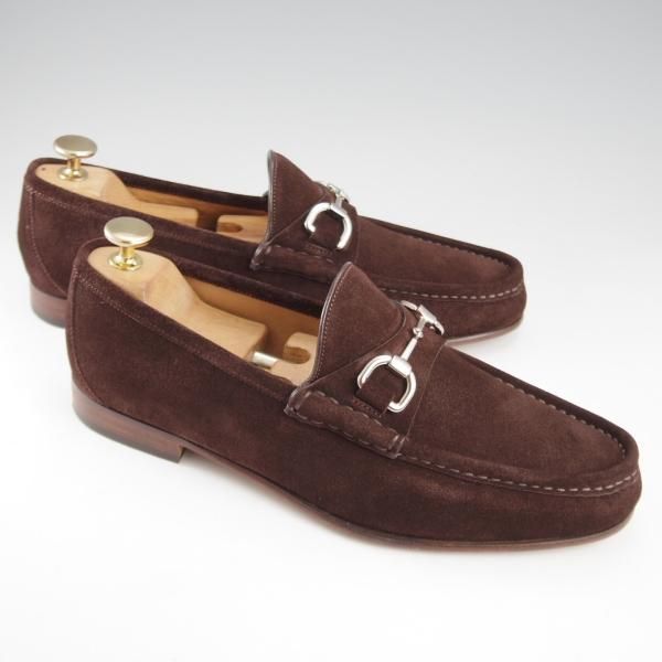 極美品★(伊)GUCCI/グッチ SIZE 6【★ホースビットローファー/濃茶】スエード/スリッポン/メンズ★k389