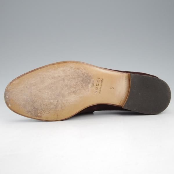 極美品★(伊)GUCCI/グッチ SIZE 6【★ホースビットローファー/濃茶】スエード/スリッポン/メンズ★k389